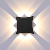 ENCOFT 8W Lámpara de Pared para Exterior Interior COB LED Moderno, Aplique de Pared en Aluminio IP65 Impermeable, Luz de Pared Blanco Cálido 3000K para Jardín Pasillo Loft, Negro