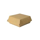 BIOZOYG Take Away Burger Box I 100 Cajas de Hamburguesas con Tapa abatible de cartón de Fibra Fresca I Envase de Hamburguesas Resistente a la Grasa marrón-Blanco 14,5 x 14,5 x 8 cm I reciclable