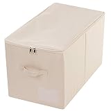 AMX 56 (L) X 33 (W) X 32 (H) cm, Caja de Almacenamiento de Armario Grande con Tapa, Cajas de Almacenamiento de Ropa de Armario Plegables, Beige