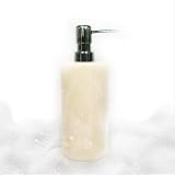 Dispensador de Jabón para Baño de Ónix Blanco - 330 ml - 100% Artesanal Fabricado en Bali - Jabonera Ideal para Lavabo o Cocina - Bali Origins