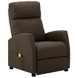 Kstyhome Sillón de Masaje reclinable, Sillon Reclinable, Sillón Relax, Chaise Longue Individual, Sillones para Personas Mayores, Sofa Relax, Sofa Reclinable Electrico, de Tela marrón
