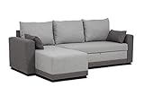 BUDWING Leah Sofá Cama 3 Plazas Chaise Longue Derecha o Izquierda Reversible Esquinero Dos Cojines Incluidos Tissu Salon Decoración de Hogar (Gris)