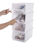 USE FAMILY 4 Cajas zapatos apilables rígidas hasta talla 45. Apilable Transpirable. Organizadores de almacenamiento (Blanco)