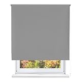 MERCURY TEXTIL- Estor Enrollable Opaco, Blackout, Fácil de Instalar, Protección de Pantalla para Ventanas, Cierra el Paso de la luz (Gris, 120x180cm)