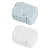 ITME 2 Piezas Caja de Jabón de Viaje Jabonera de Viaje Sellada, Caja de jabón, Viaje Soapbox Impermeable, Usado para Libre,El Hogar, Baño,Casa (Blanco y Azul)