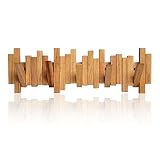 Edihome, Perchero de Pared, Madera Natural 100%, Colgador de Pared Decorativo, Diseño Innovador con 5 Ganchos Retráctiles (Madera - Claro)