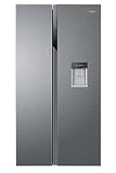 Haier SBS 90 Series 3 HSR3918EWPG - Frigorífico Side by Side con Dispensador de Agua, Americano, Apertura 90 grados, Motor Inverter, Ancho 90cm, Capacidad XXL 521L, Total No Frost, Clase E, Inox