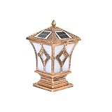 Wyxy Aluminio Fundido a presión Hoja de Oro Lámpara de estigma Puntiaguda Patio de Bronce Jardín comunitario Villa Cerramiento Poste de Puerta Luces Acrílico, Aluminio Tamaño: 25 * 25 * 45 cm Ilu