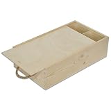 Creative DECO Caja Madera Vino | Tapa Deslizante y Cuerda | 2 Botellas | 35 x 21 x 11 cm | Perfecta para Regalo Decorar Decoupage Almacenamiento Decoración Manualidades
