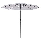 Outsunny Sombrilla de Jardín Ø300x250 cm con Manivela Parasol Exterior con Mecanismo de Inclinación y Poste Desmontable de Metal para Terraza Piscina Patio Blanco