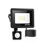 20W Foco Led con Sensor Movimiento, Ip66 Rated Waterproof Floodlightfocos, Luz blanca fría, Ampliamente Utilizado en Garajes Jardines Patios Delanteros etc.