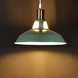 Lightess Lámpara de Techo Vintage Lámpara Colgante Industrial Luz Retro Rústica Clásico Luz de Metal, La Carcasa de Fuera o Tulipa Verde, Interno Blanco, Iluminación E27 para Restaurante, Sala