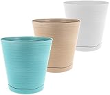 com-four 3X Tiestos para Plantas en Colores Coloridos - Maceta para Flores y Hierbas - Maceta para jardín, balcón y apartamento (Maceta de Planta - Turquesa/marrón/Blanco)