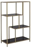 AC Design Furniture Jörn - Estantería asimétrica de 3 Niveles (114 x 77 x 35 cm, melamina y Metal), Color Negro y Dorado