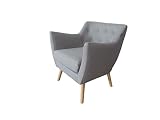 Astan Hogar, Butaca Capitoné Estilo Mid-Century Modern Tapizado Tela, Modelo Zeus AH-AR60200GR