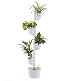 CitySens - Macetero Vertical con Autorriego WiFi, Blanco, 4 Macetas