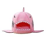 Whiie891203 Mascota Perro Gatos Suave Cama Dormir Casa Pad Forma Tiburón Cojín Caliente Nidos Casero Caña Dormir Caribe Caribe Suave Cachorro Sofá Rosa S