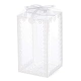 BENECREAT 28PCS Cajas de Regalo de Plástico Transparente Rectángulo Patrón de Nudo 6x6x10.5cm Cajas de Regalo para Bodas, Fiestas de Cumpleaños y Decoración del Hogar