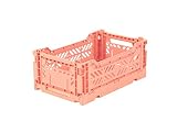 Ay-Kasa Caja plegable, estable, de plástico, apilable, pequeña, 27 x 17 x 11 cm, salmón