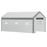 Outsunny Invernadero de Jardín 600x300x280 cm Caseta para Cultivo de Plantas Verduras con 2 Puertas y 6 Ventanas Enrollables Blanco