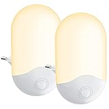 Luz Nocturna Infantil [2 piezas] Luz Calida LED Noche para bebés con Sensor Crepuscular 3 Modos (Auto/ON/OFF) Luz Quitamiedos Infantil para Habitaciones de Niños,Dormitorio,Garajes, Baños
