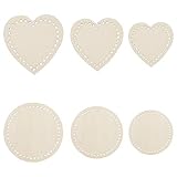 AHANDMAKER Fondos de Cestas de Madera, 12 Pieza, 2 Estilos, Base de Cesta de Ganchillo de Madera Natural para Suministros de Tejido de Cestas Y Artesanía de Decoración del Hogar, Redondo