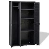 Festnjght Armario de Jardín con 3 Puertas y 4 Estantes Ajustables, Armario para Exterior, Armario de Almacenamiento Negro 97 x 38 x 171 cm