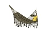 ecomundy Romance 380 XL Verde - Hamaca con Flecos Lujo, 2-Personas, algodón orgánico - Tejido Tradicional - Gots 160x260x380cm