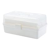 Caja de Medicamentos - Caja de Plástico para Primeros Auxilios, Contenedor Multicapa con Asa, apto para Casa, Oficina, Coche, 31 x 18 x 16 cm, Blanco