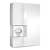 Vitrina Cómoda Morena, Cuerpo en Blanco Mate/Puerta Derecha e inserción en Blanco Mate