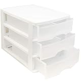 Acan Plastic Forte - Cajonera Turia de sobremesa 3 cajones de Color Blanco de 17 x 13,5 x 17 cm, Cajonera plástico 3 cajones para Mesa Multiusos para Almacenamiento y organización Ideal para Oficina.