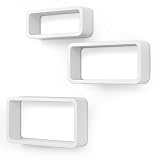 SONGMICS estantes para Libros Juego de 3 CDs Estanterías de Pared Cubos Retro Blanco LWS97W