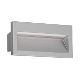 ledscom.de Luminaria LED empotrada en la pared NOLA para uso exterior, IP54, gris mate, 140 x 70mm, blanco cálido