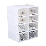 Ikaif 8 Unidades De Caja De Zapatos Apilable, Caja De Almacenamiento De Zapatos De Plástico Transparente para Hombres Y Mujeres De Gran Tamaño con Puerta Transparente (White)