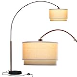 Brightech Mason - Lámpara de pie de arco con pantalla de tambor colgante única para sala de estar que combina con su decoración - Arqueada sobre el sofá desde atrás