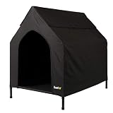 lionto Cama para Perros Cubierta Cama elevada con Techo para Perros Negro (M) 110 x 75 x 105 cm