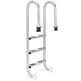COSTWAY Escalera de Piscina de 3 Peldaños 132 x 50 x 26cm Acero Inoxidable Escalera de Seguridad