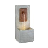 blumfeldt Milos - Fuente Decorativa de jardín, Circuito de Agua Cerrado, Iluminación LED Blanco cálido, Interiores/Exteriores, Bomba bajo Consumo, Humidificador de Aire, Cable de 5 m, Cemento, Gris