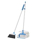 Amazon Basics - Cepillo y recogedor con mango, azul y blanco