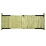 Puerta de jardín, puerta abatible de madera Puerta de valla exterior Puerta de entrada Barrera de seguridad Puertas de jardín 2 piezas Madera de pino impregnada 300x100 cm