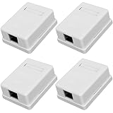 Greluma 4 piezas 1 puerto Cat6 caja de montaje en superficie, RJ45 Cat6 caja de montaje en superficie de un solo puerto para cables Ethernet