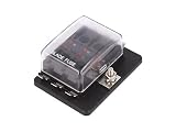 Caja de Fusibles 6 vias con una sola entrada de Positivo. Portafusibles con Led de aviso de fusible fundido. 12v 24v