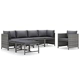 Susany Sofa Jardin Exterior Sofas Exterior Ratan Set de Muebles de jardín 3# 7 pzas y Cojines ratán sintético Gris Conjunto Jardin para Jardín Terraza Patio