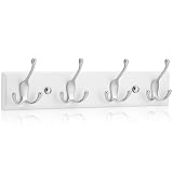 LARHN Perchero Pared Blanco – 4 Colgadores Triples - 42 cm – Percheros Pared de Diseño para Recibidores, Entradas, Dormitorios Modernos, Habitaciones Infantiles y Baños