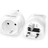 LENCENT 2X Adaptador Enchufe Ingles UK Inglaterra Adaptador de Viaje, Español 2-Pin Europa a 3-Pin Reino Unido RU para Irlanda Escocia Britanico Maldivas Gran Bretaña (Tipo G)