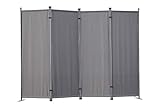 Angel Living Biombo Separador de 4 Paneles, Decoración Elegante, Separador de Ambientes Plegable, Divisor de Habitaciones, 225X165 cm (Gris)