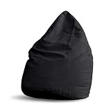 Lumaland Beanbag Puff Otomano XL Comfort Line - Sillón Gigante Infantil & Gamer para una Comodidad Total - Cojín de Relax con Costuras Reforzadas y Relleno de Perlas EPS - 220 Lt/Negro