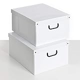 SET DE DOS Cajas de almacenamiento en cartón, tamaño grande, 2 unidades, modelo BLANCO