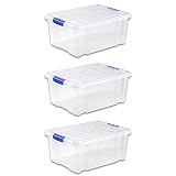 UNISHOP Lote de 3 Cajas de Almacenaje de Plástico con Tapa, Caja de Almacenamiento, Caja de Ordenación Multiusos (16L)