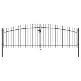 vidaXL Puerta Doble para Valla con Puntas de Lanza Barrera Cancela de Cerca Jardín Patio Granja Entrada Estable y Duradera 400x200 cm
